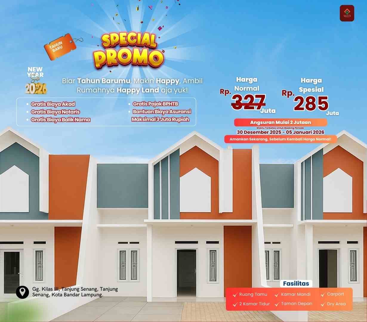 Promo Rumah Happy Land di Bandar Lampung, Harga 200 Jutaan Aja! - Berita | Maco Properti